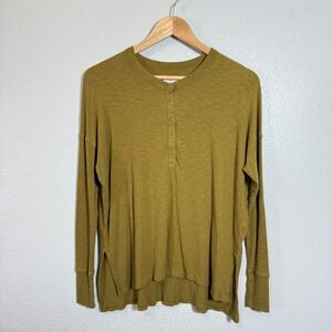 OFFLINE by Aerie Olive Green Waffle Knit Henley Long‎ Sleeve Shirt XS